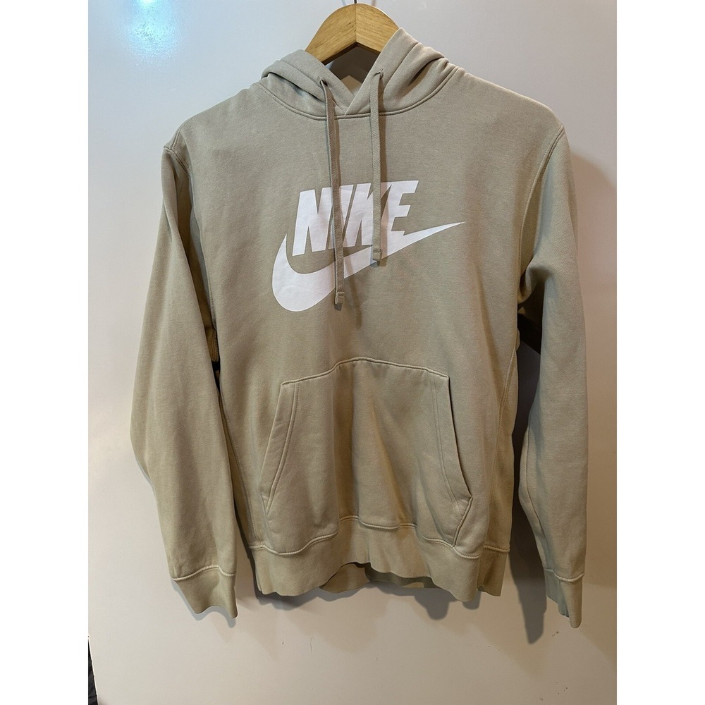 Nike MEN SPORTSWEAR CLUB FLEECE GRAPHIC HOODIE BEIGE /WHITE Small